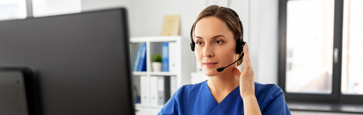 Nurse using a phone headset